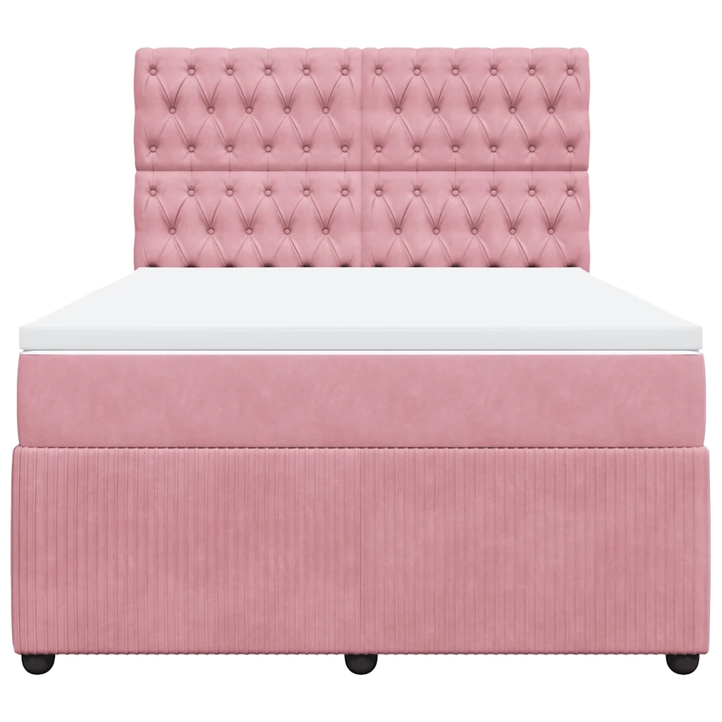 Giroletto a Molle con Materasso Rosa 140x190 cm in Velluto 3294645