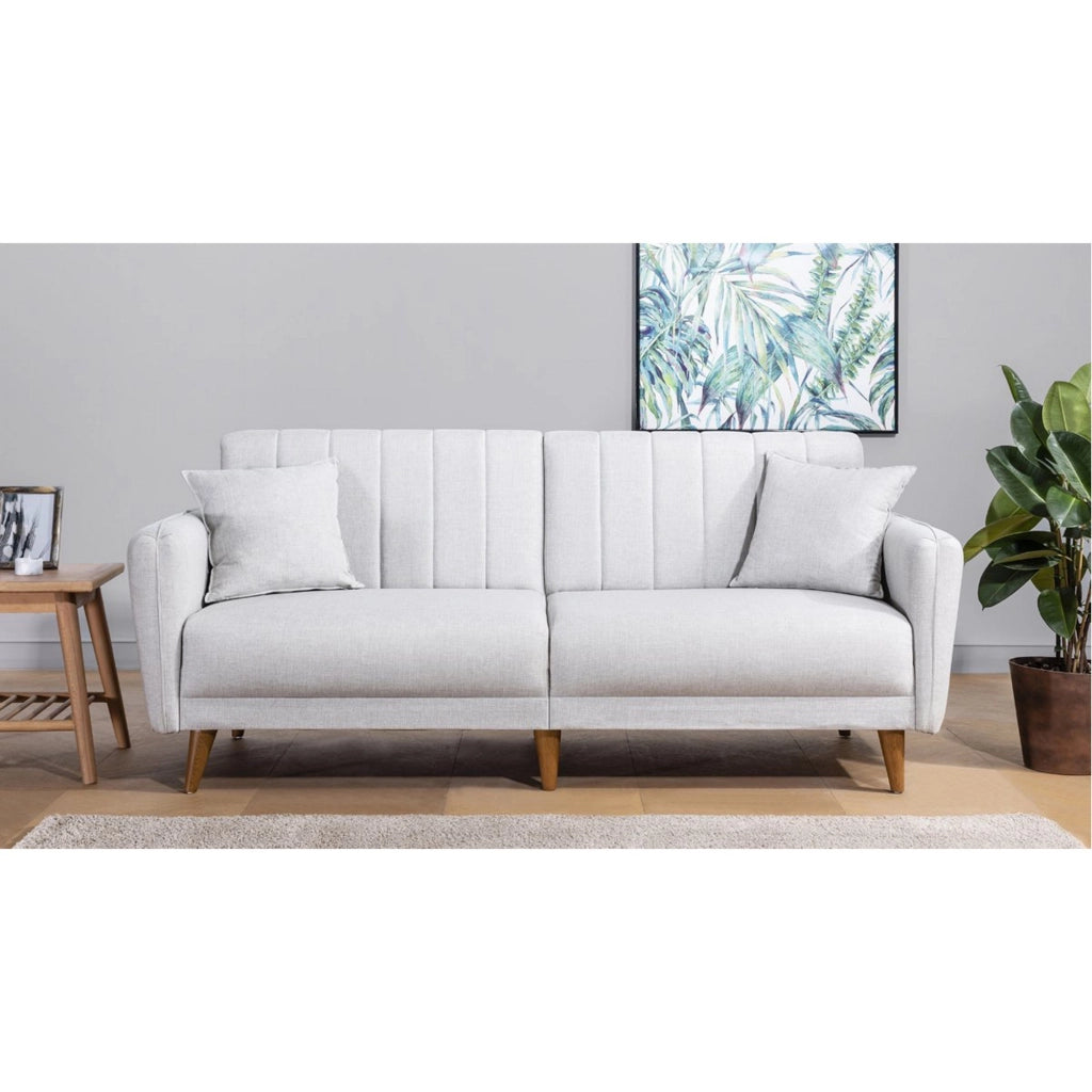 Divano letto a 3 posti in tessuto "Aqua" 205 x 85 x 85 cm - Crema