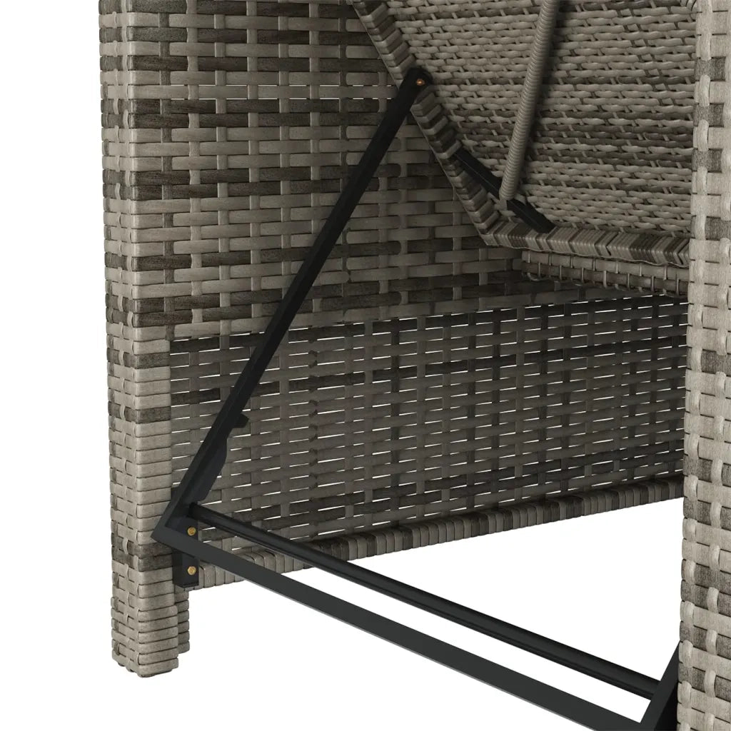 Lettino Prendisole con Cuscino Grigio Scuro Polyrattan Grigio cod mxl 23228