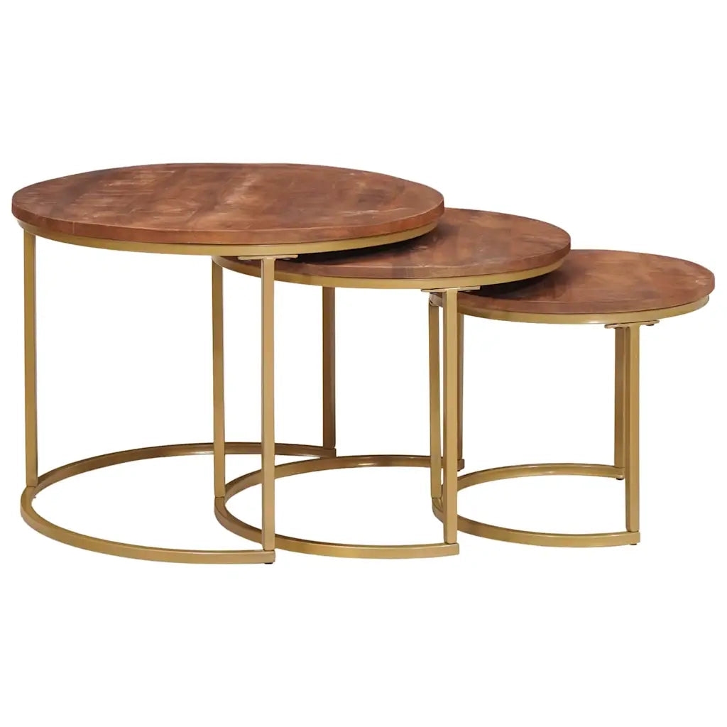 Tavoli da Caffè Nido 3 pcs Legno massello di mango e acciaio