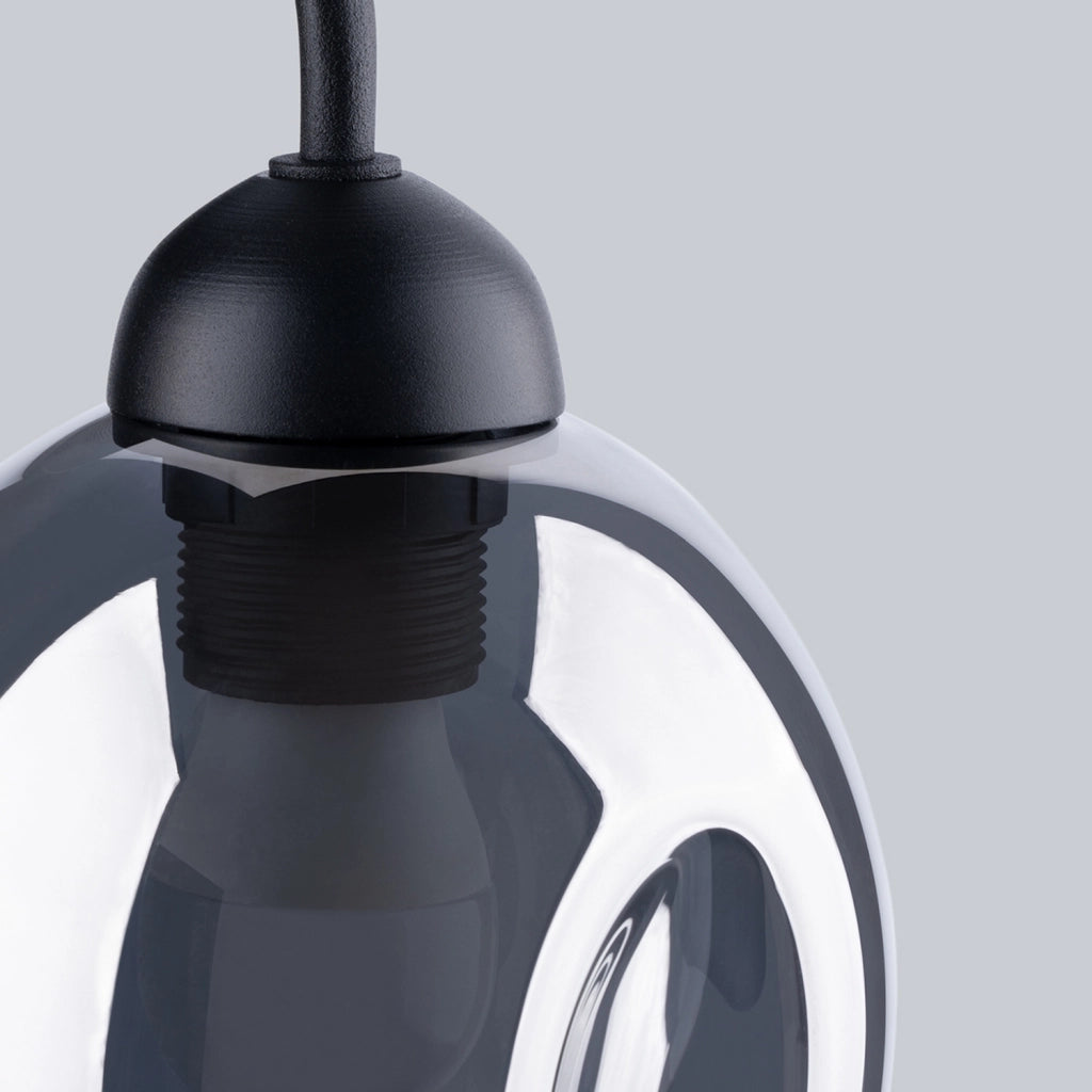 Applique Pure Lume BROSSA nera vetro fumé E27 1 luce