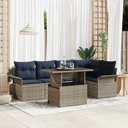 Set Divano da Giardino con cuscino 6 pcs Grigio Poly Rattan 3348291