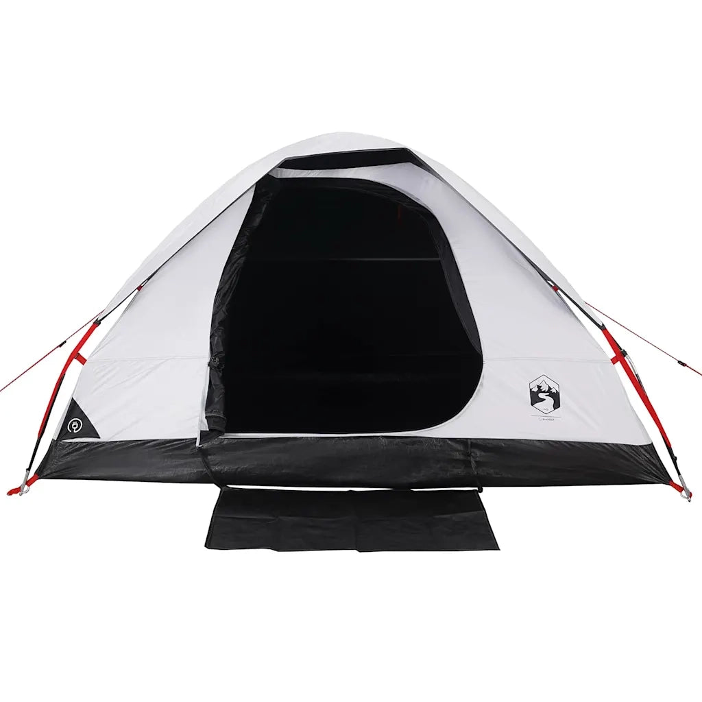 Tenda Campeggio a Cupola 2 Persone-Tenda per Escursionismo Bianca Tessuto Impermeabile 981926