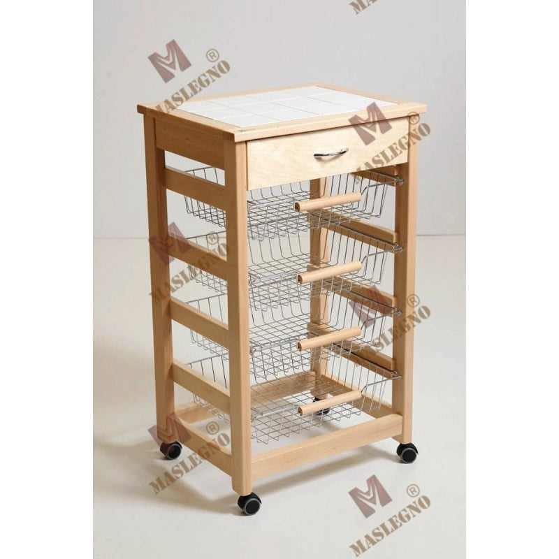 Carrello portafrutta Vesuvio con cassetto senza base - noce