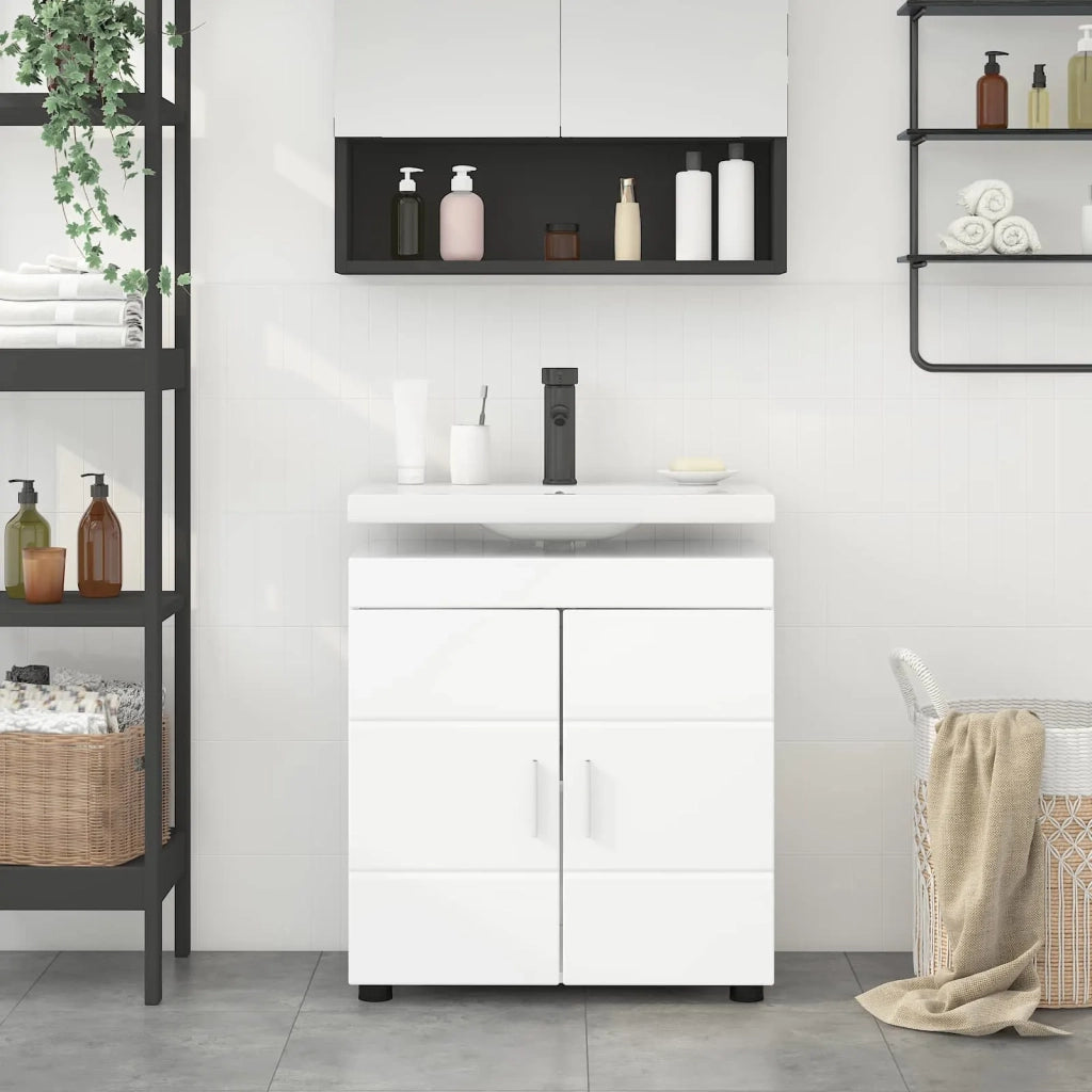 Set di Armadi da Bagno TULUM Bianco Lucido 60 x 34 x 63 cm 880325