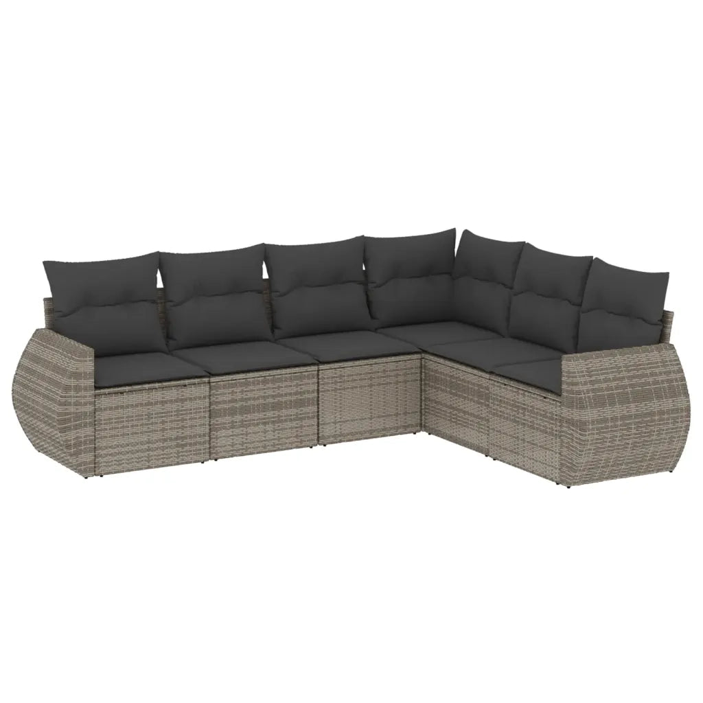 Set Divano da Giardino 6 pz con Cuscini Grigio in Polyrattancod mxl 112685
