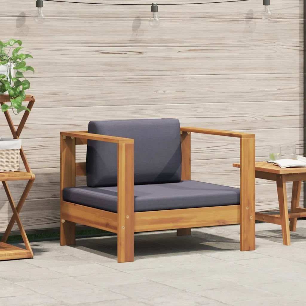 Sedia da patio-Sedia da Giardino con Cuscino Grigio Scuro in Legno di Acacia