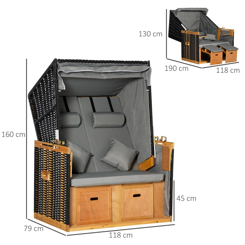 Poltrona da giardino per 2 persone con cuscini ¨C zephmum ¨C polyrattan grigio chiaro 120x80x90 cm