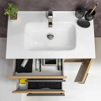 Lavabo da incasso 80x46 cm in ceramica bianco lucido