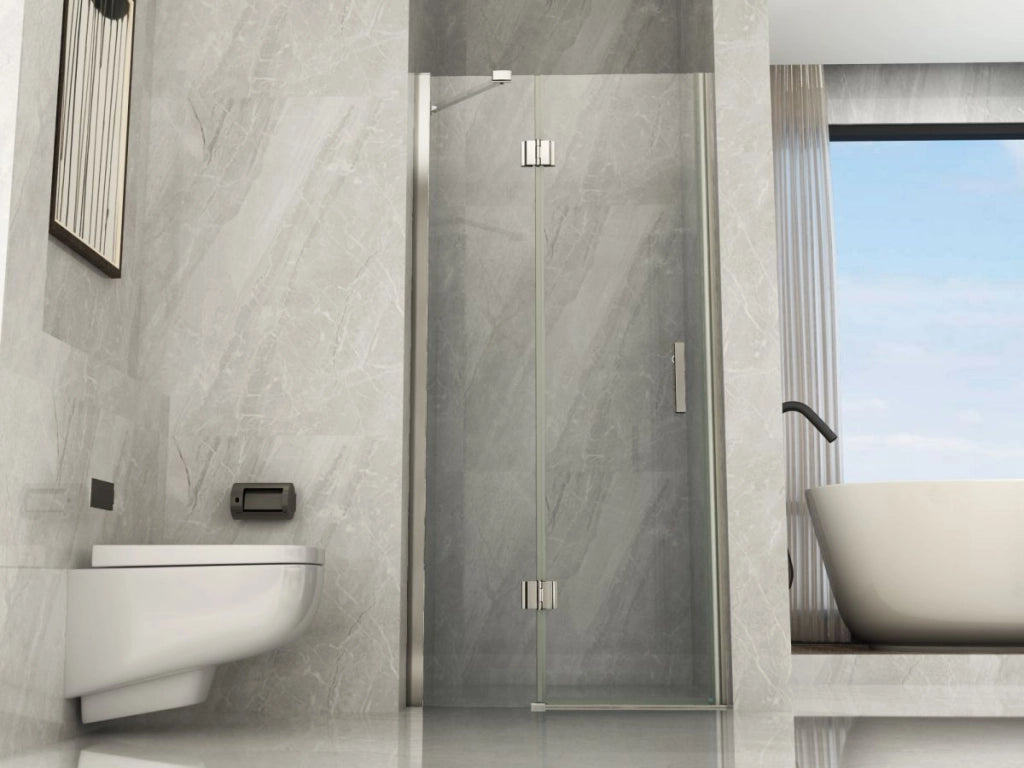 Porta doccia in Cristallo 8 MM un lato apertura anta battente con cerniere inox - Misura: 130 x h195 cm