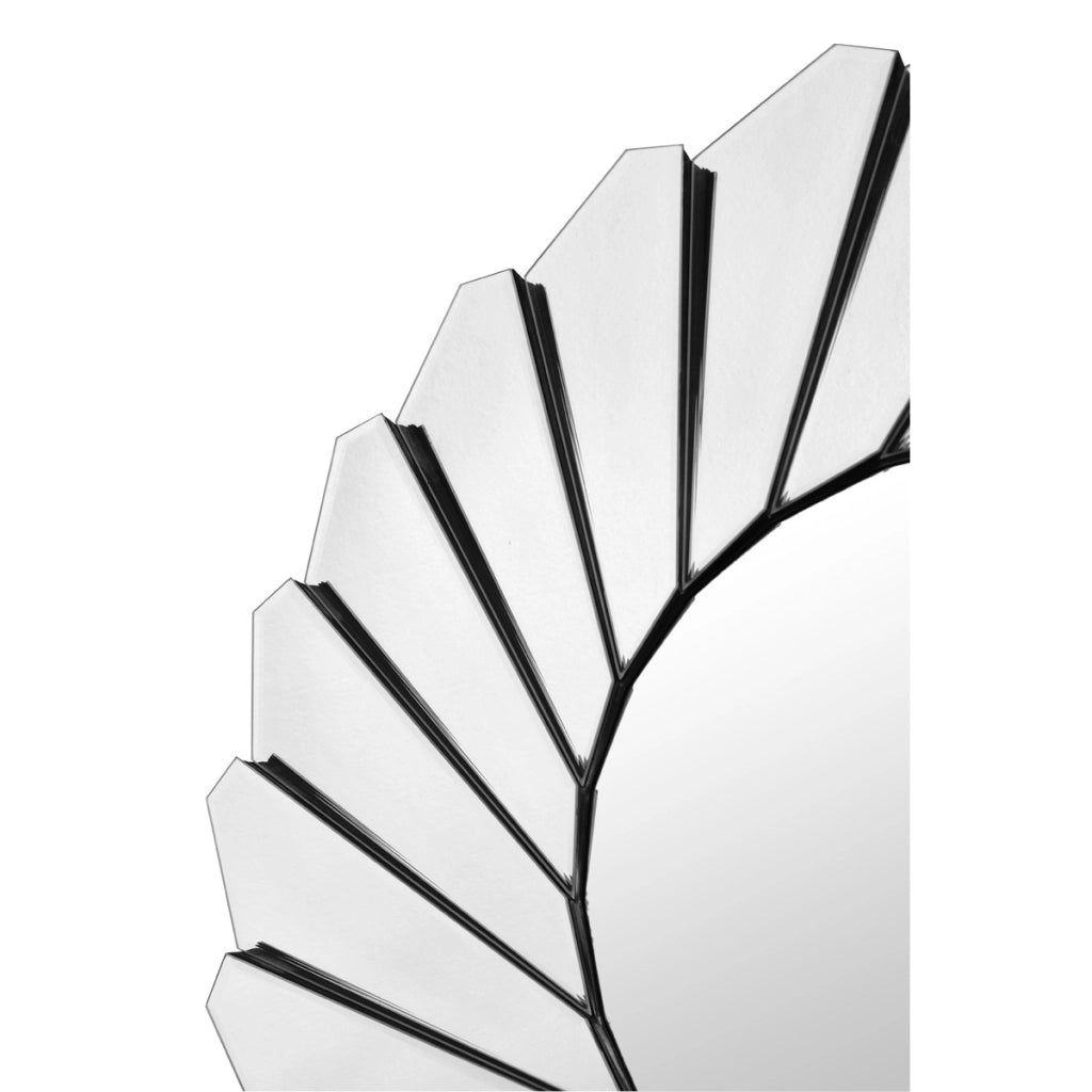 Specchio da parete Zeus rotondo con cornice a raggiera in vetro specchiato argento, 80 cm
