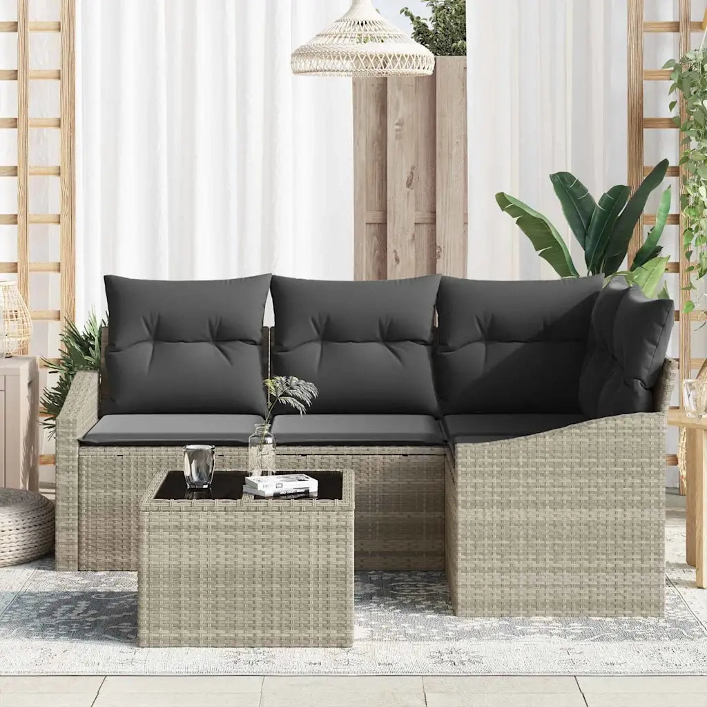 Set di divani con cuscino 5 pcs Grigio chiaro polyrattan 3346712