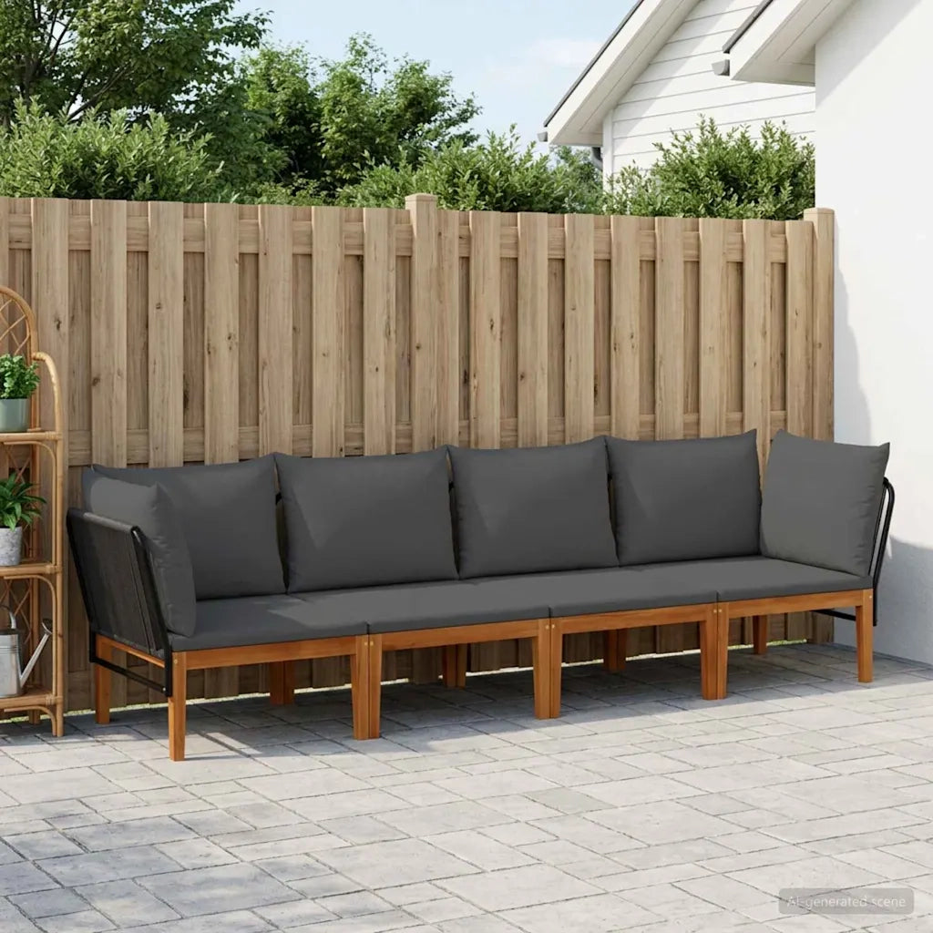 4 pcs Legno massiccio di acacia e corda Naturale 3407746