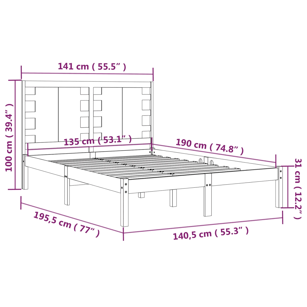 Giroletto in Legno Massello 135x190 cm Double 3104193