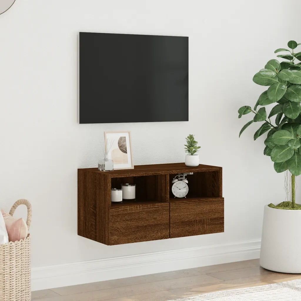 Mobile TV a Parete Rovere Marrone 60x30x30 cm Legno Multistrato 836866