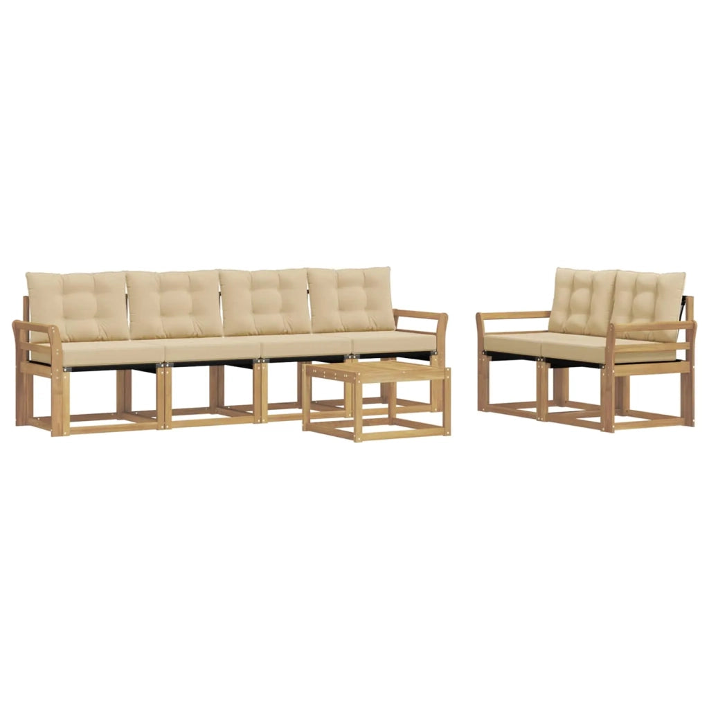 Set di divani da esterno con cuscino 7 pcs Bianco e Beige