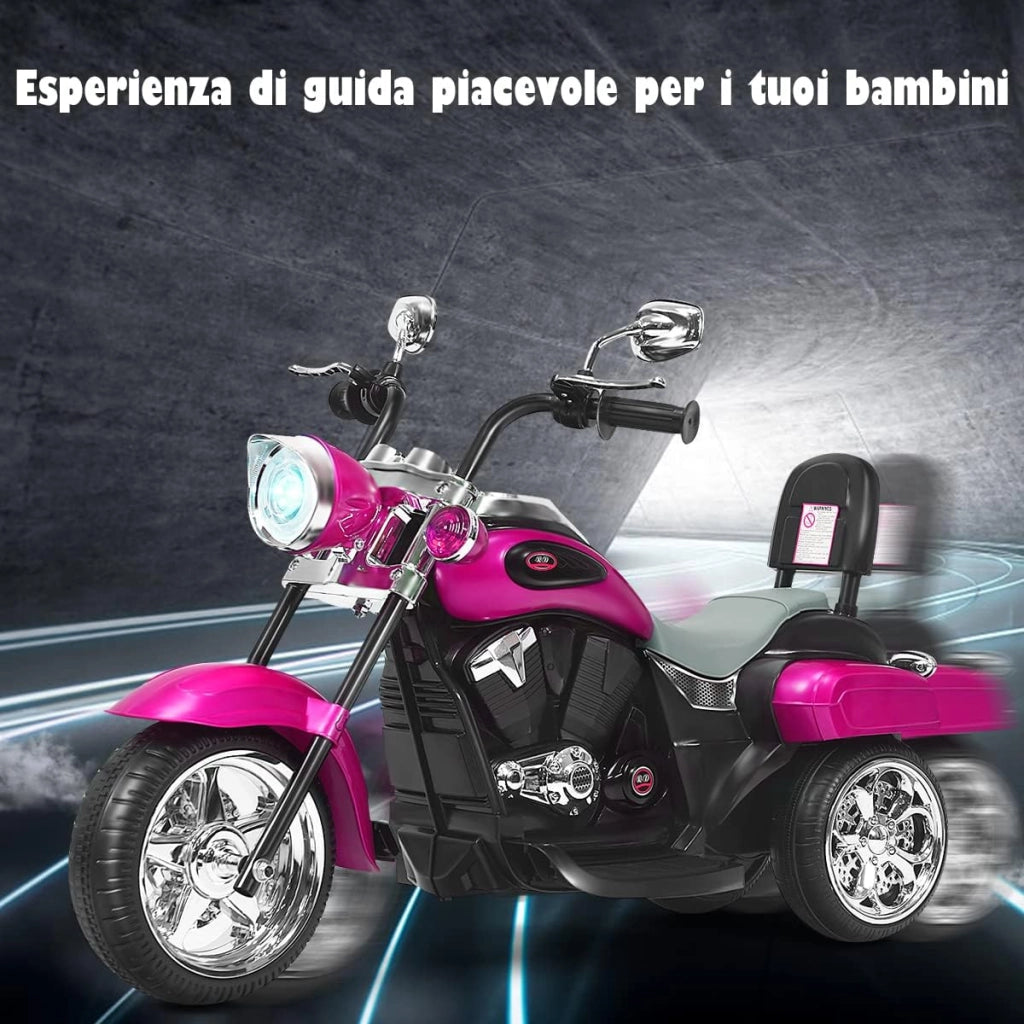 6V Moto Elettriche per Bambini, Moto Cavalcabile Marcia Avanti e Indietro, Portanza di Peso 30kg (Rosa)