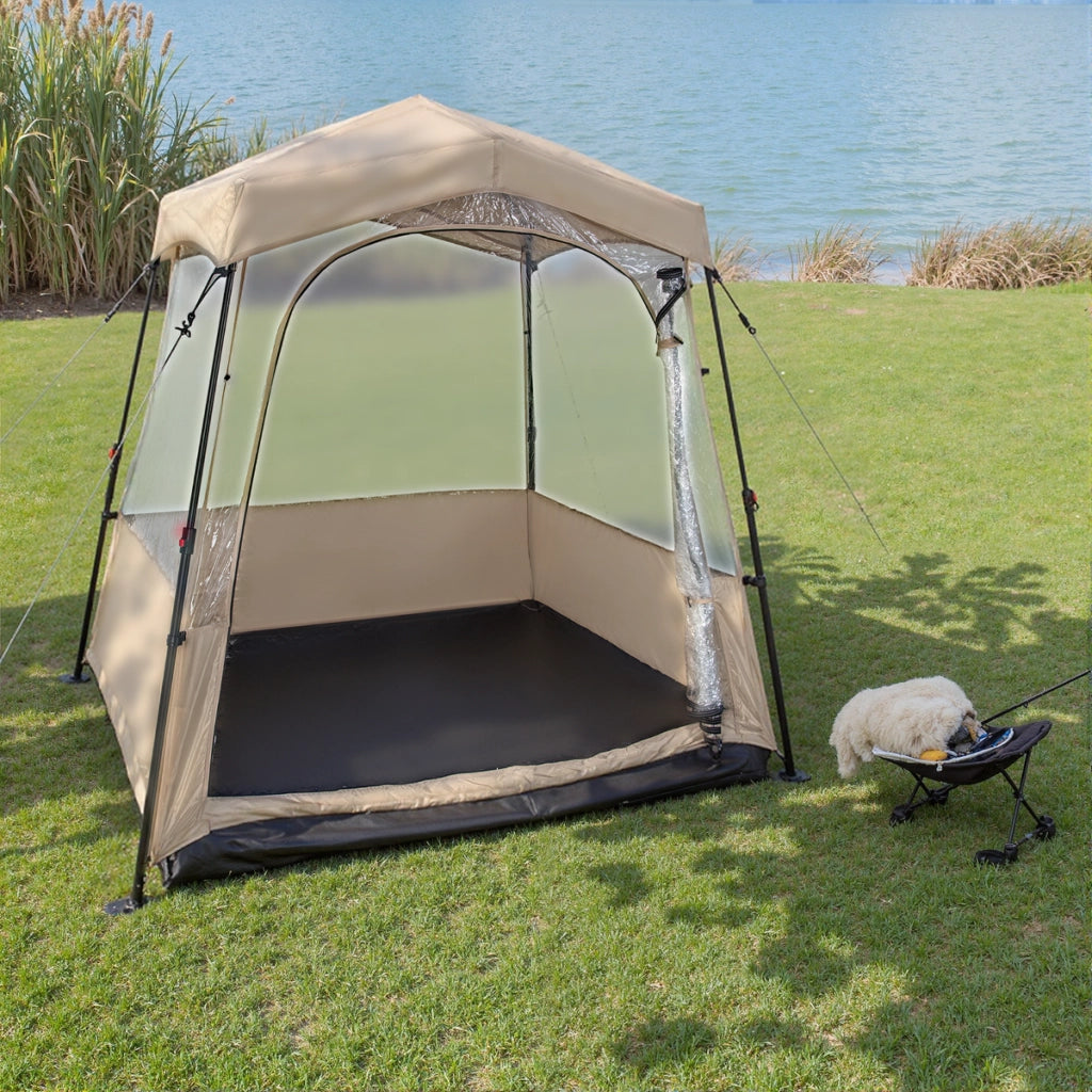 Tenda sportiva pop up con borsa da trasporto, Tenda a bolla portatile in PVC trasparente per pesca e campeggio 180 cm Marrone