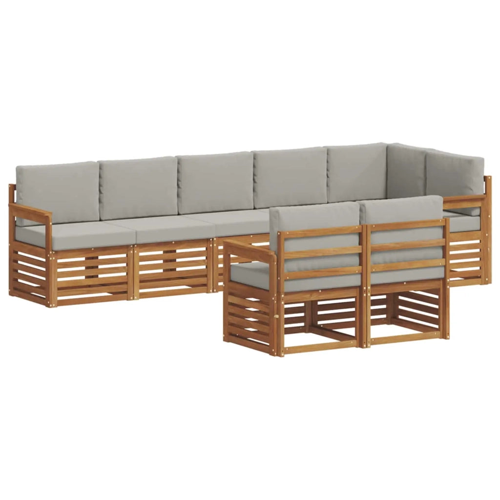 Set divani con cuscino 8 pcs Grigio Naturale e Chiaro 3374996