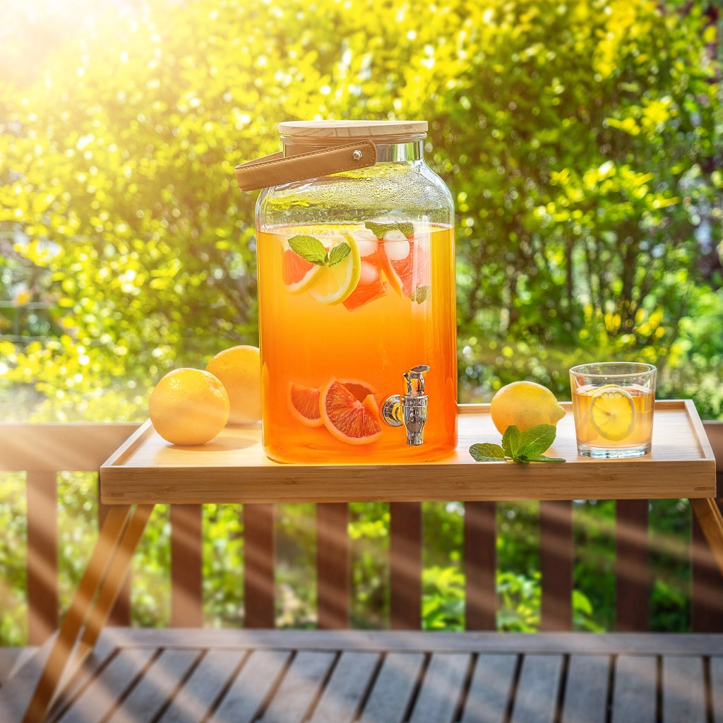 Brocca KADAX con rubinetto da 5,6 litri in vetro per limonata, bevande e acqua.