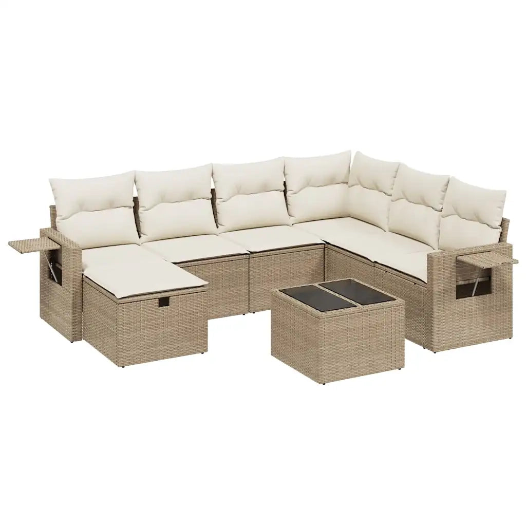 Set Divano da Giardino 8 pz con Cuscini Beige in Polyrattan 3263844