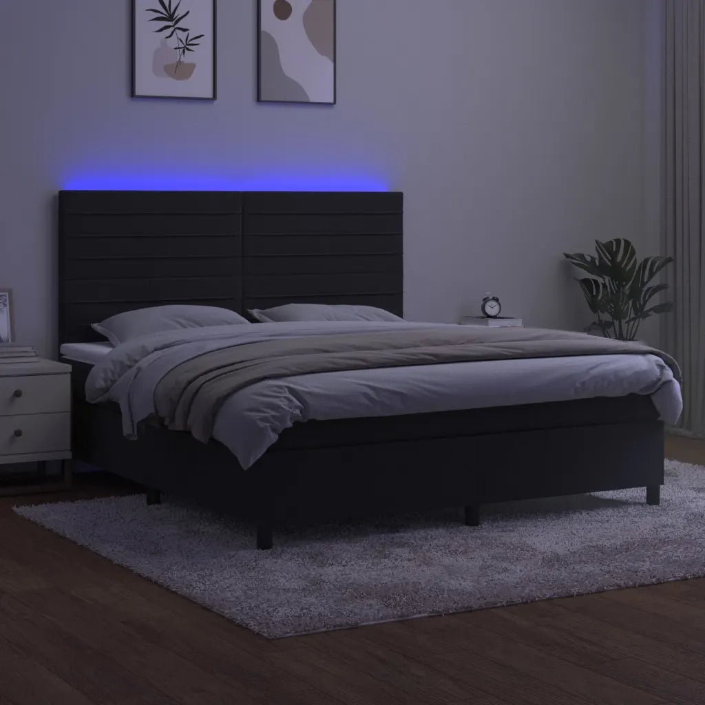 Letto a Molle con Materasso e LED Nero 180x200 cm in Velluto 3136199