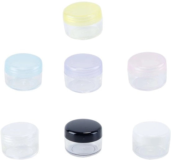 Set di contenitori trasparenti per cosmetici 7 pezzi - progettati per contenere 5 gram - con chiusura ermetica - ideali per prodotti cosmetici - contenitori di plastica trasparente leggeri