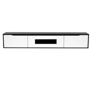Mobile TV con 2 Ante Traforate e LED USB; Lucido Nero e Bianco; Stile Moderno; 180??35??30 cm; in MDF