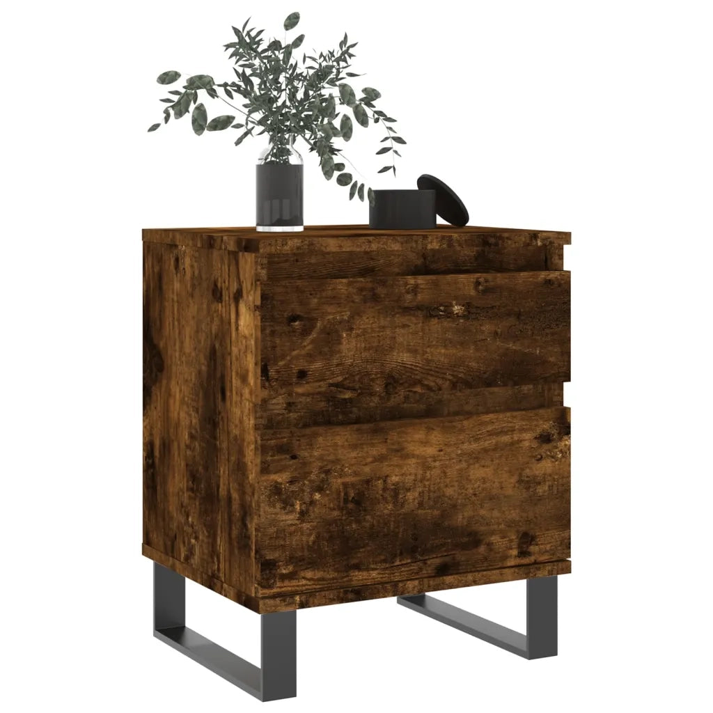 Set di 2 Comodini | Armadio da Notte | Mobiletto da notte Rovere Fumo 40x35x50 cm in Legno Multistrato