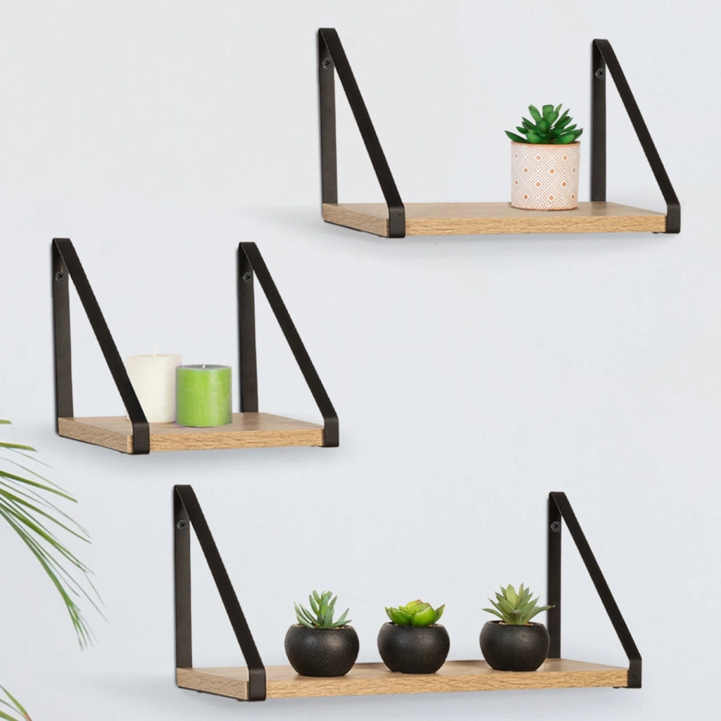 IDMarket - Set di 3 mensole da parete dal design industriale