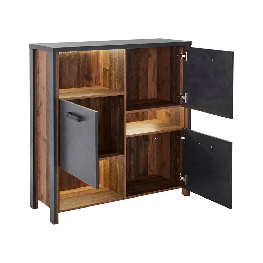 Credenza 110cm collezione WINDSOR. Colori grigio antracite e quercia scura.