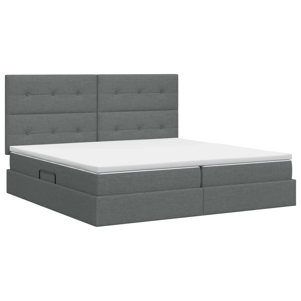 Letto con contenitore e materasso Grigio Scuro 200 x 200 cm 3459526