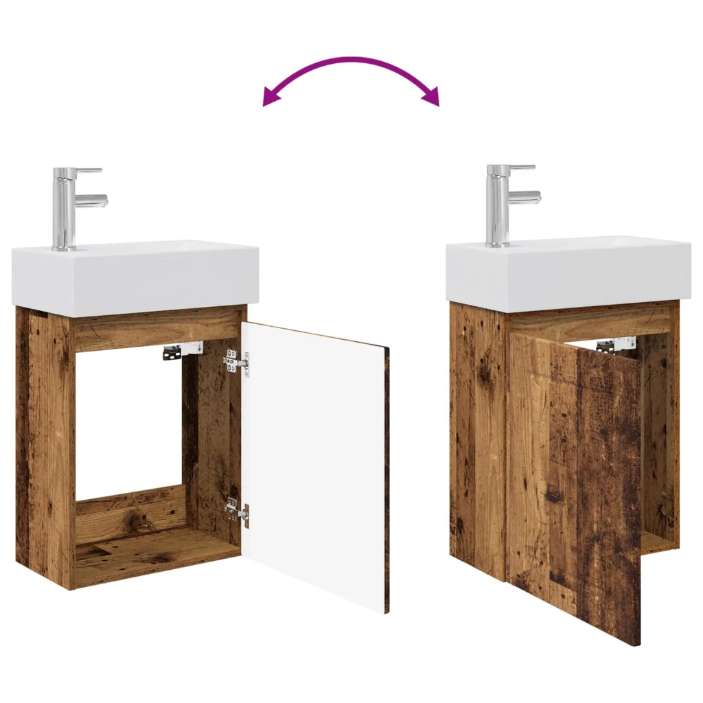 Mobile bagno con rubinetto Legno antico 45,5 x 25,5 x 84 cm 889489