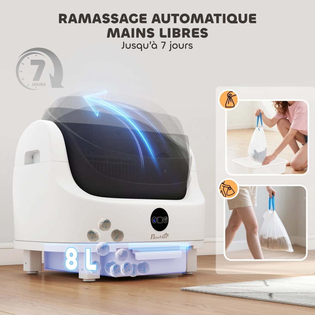 Lettiera Autopulente per Gatti ¨C Xylo ¨C Sistema Automatico Aperto con Controllo Odori Bianco