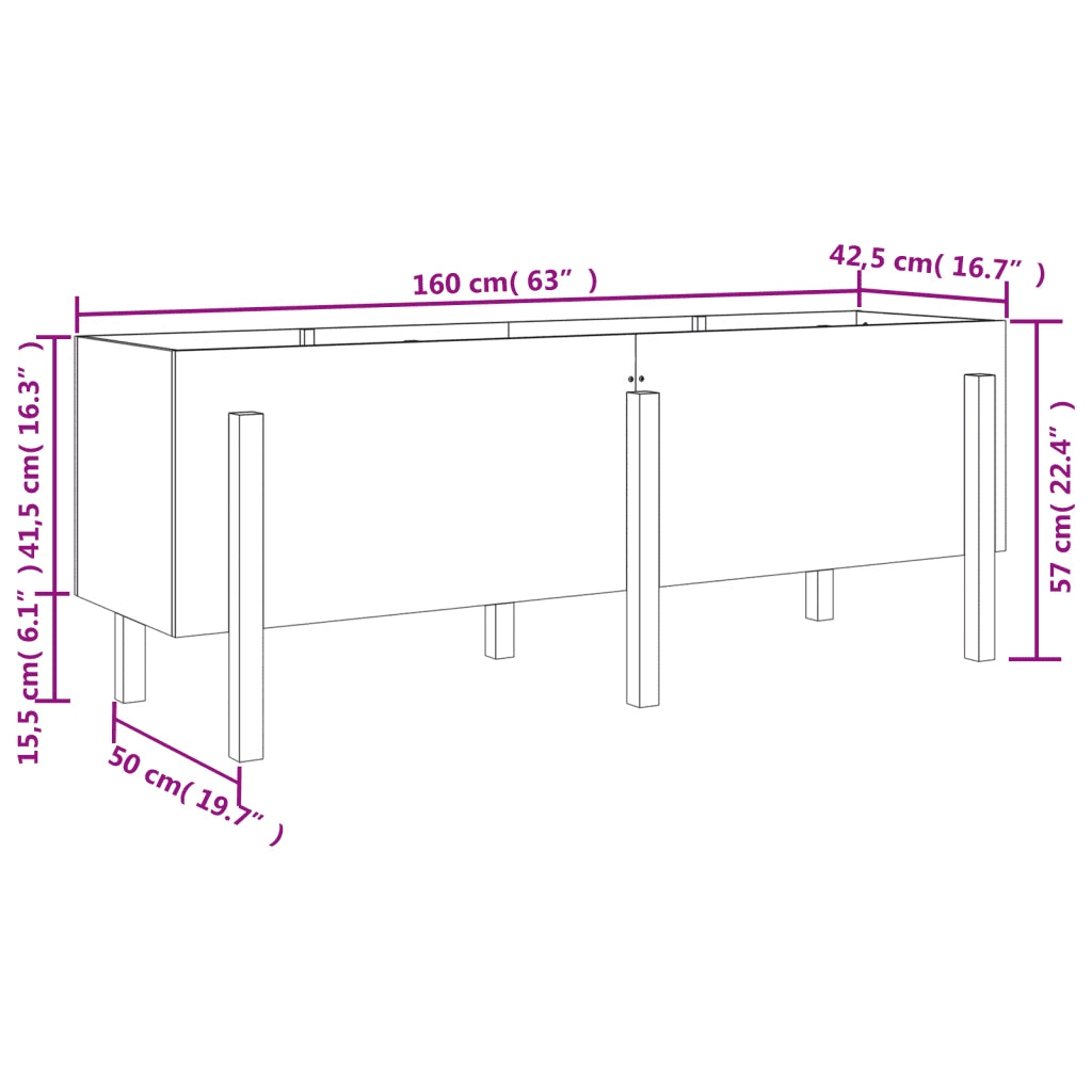 Fioriera Rialzata da Giardino 160x50x57 cm Legno Massello Pino 825219