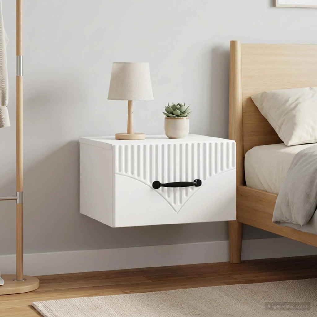 Mobiletto da notte a muro 2 pz Bianco 34,5 x 33 x 20 cm 898936