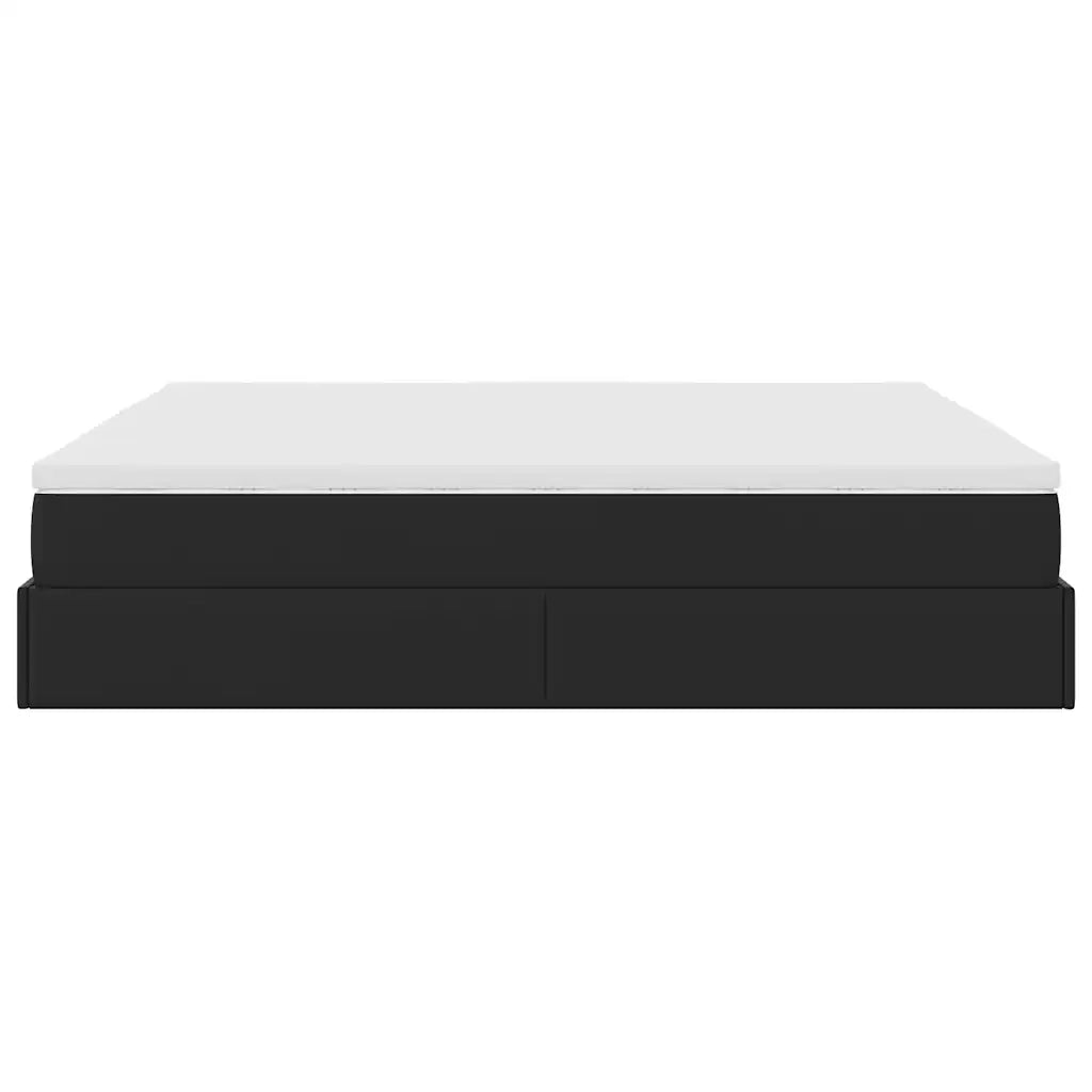 Struttura Letto Pouf con Materasso Nero 180x200 cm Similpelle 3311051