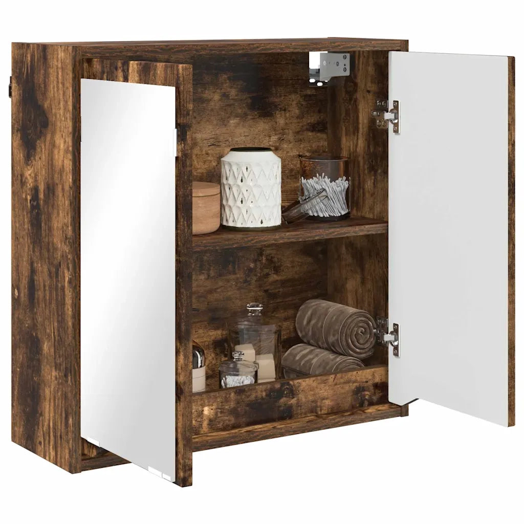 Mobiletto per specchio da bagno Rovere fumé 60 x 20 x 60 cm 888782