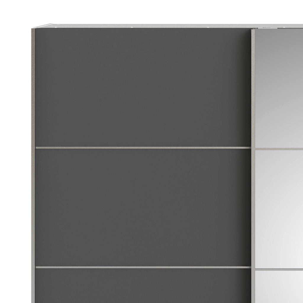Guardaroba 2 ante Cerreto, Mobile camera da letto, Cabina armadio portabiti, Armadio appendiabiti, 182x64 h202 cm, Grigio e Bianco
