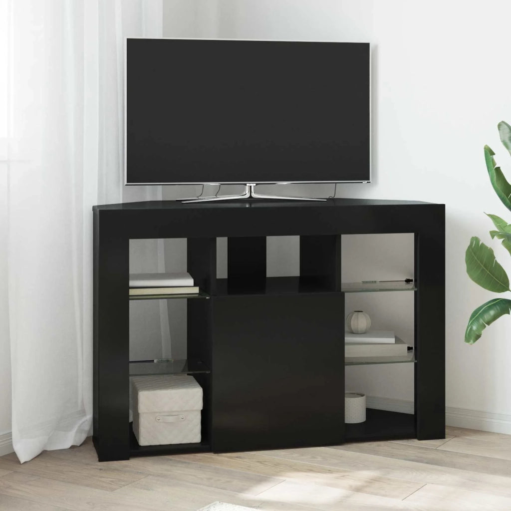 Mobile TV LED Angolare 100x40x68cm Nero Legno ingegnerizzato 889786