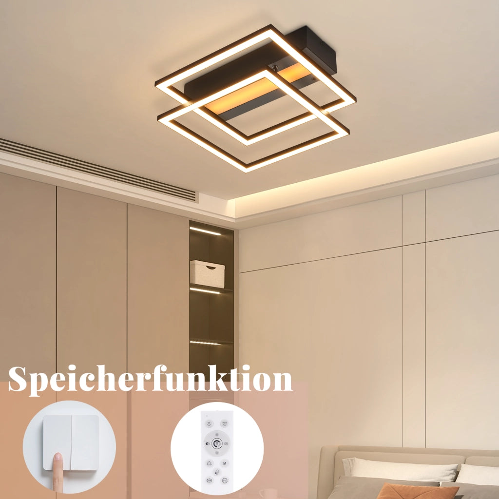 ZMH Lampada da soffitto LED quadrata 36W nera luce RGB regolabile per camera letto soggiorno cucina corridoio cameretta