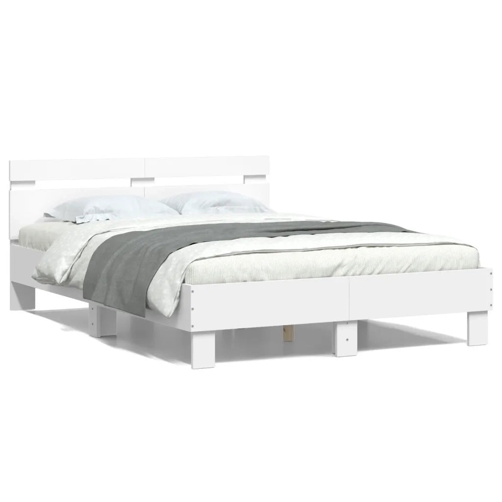 Giroletto con Testiera e LED Bianco 120x190 cm 3207574