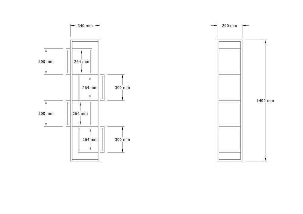 Libreria in legno "Rabant" - 44 x 29 x 140 cm - Bianco