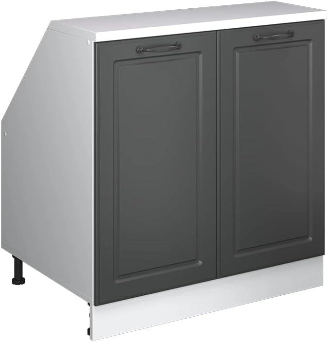 Mobile sottotetto Rion, Antracite casa di campagna, 80 x 81.6 cm con 2 porte, carcassa 60 cm profondità, adatto per il salvaspazio sotto tetti spioventi