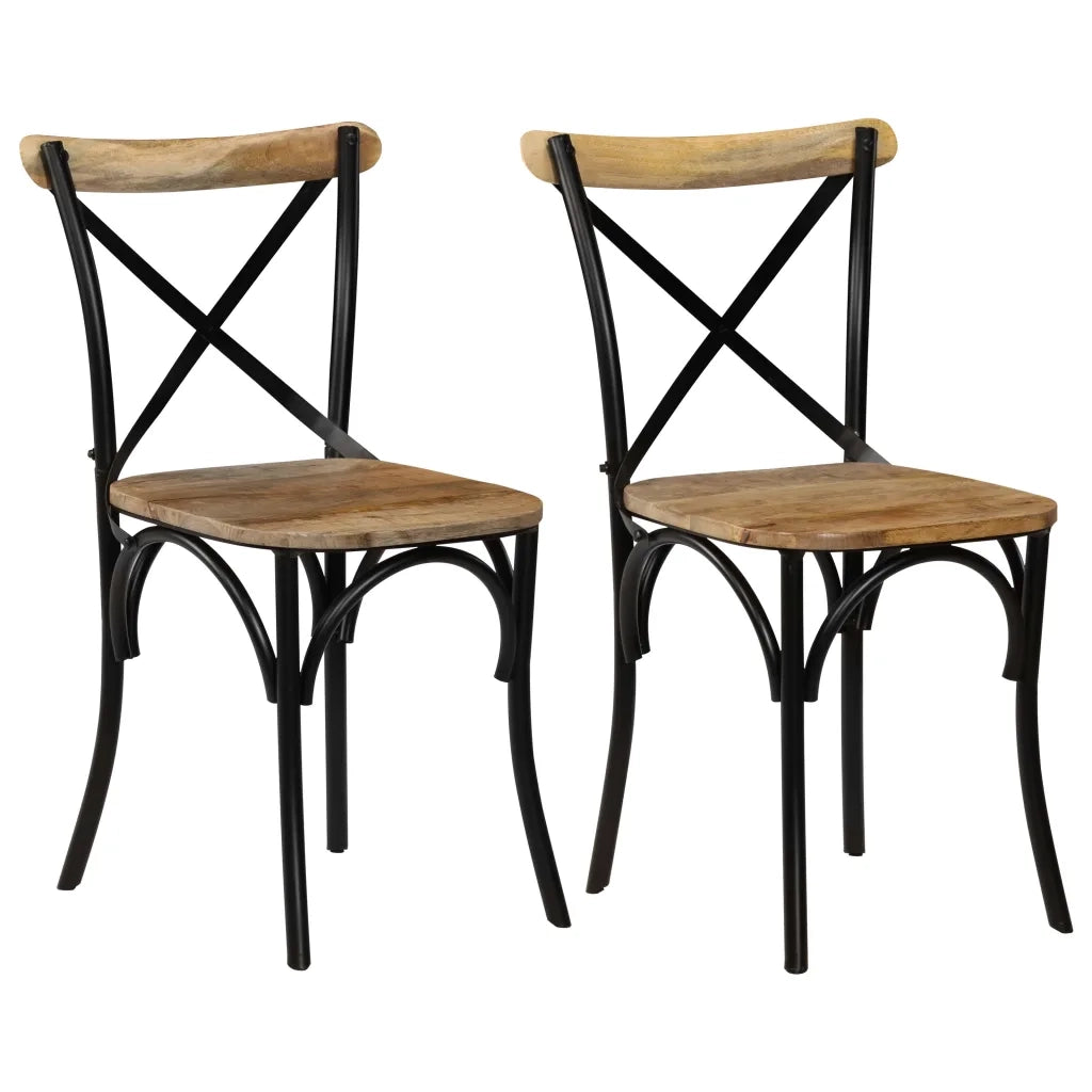 Sedie con Motivo a Croce 2 pz Nere in Legno Massello di Mango cod mxl 13843