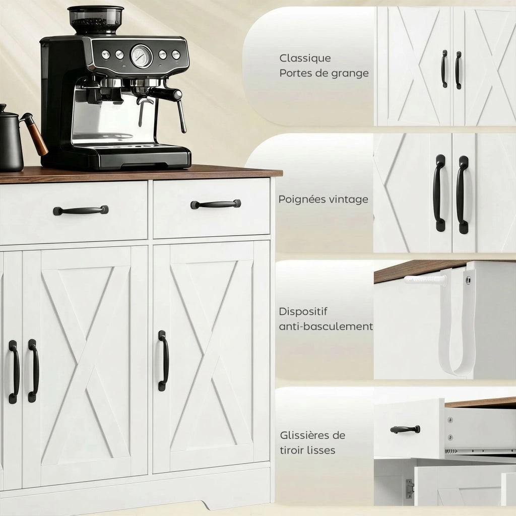 Credenza ¨C zephmum ¨C Bianco, Rovere, 108x40x81 cm