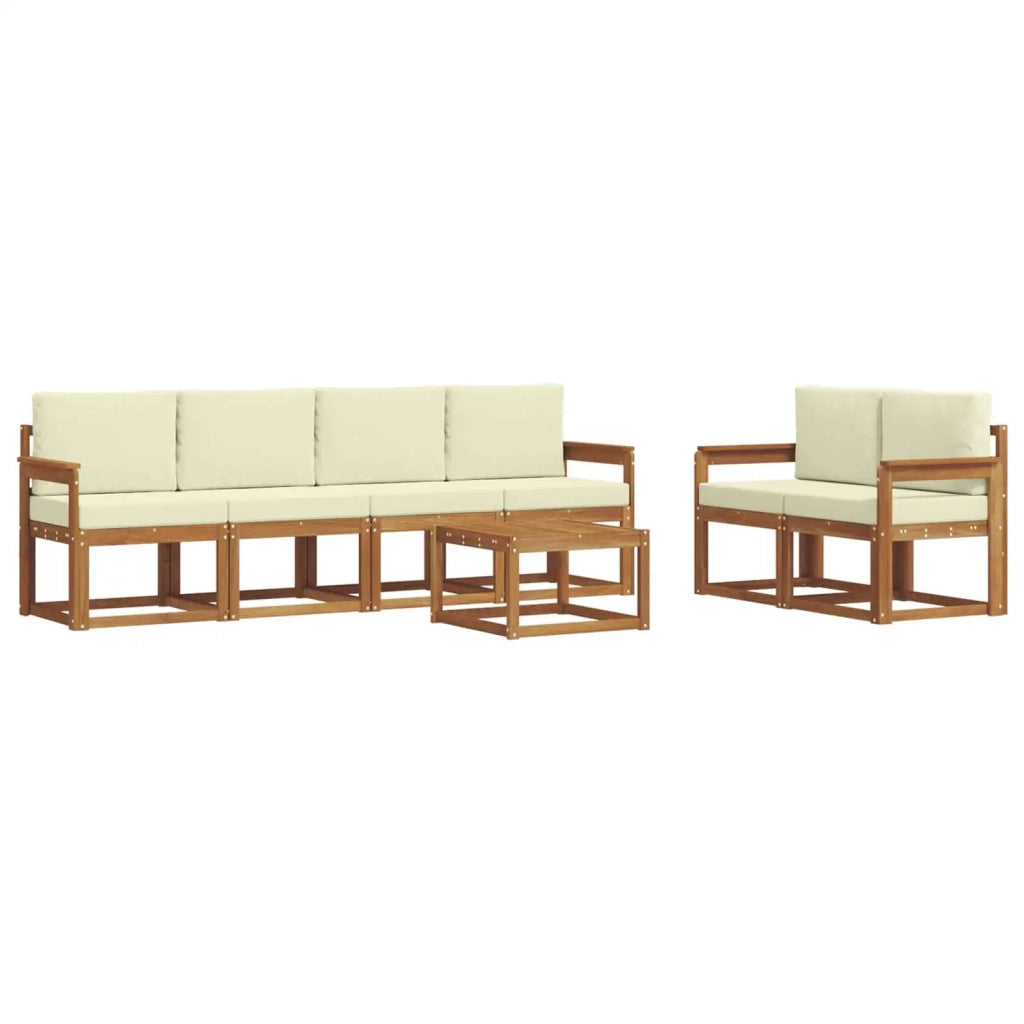 Set di divani da esterno con cuscino 7 pcs Naturale e Crema 3366033