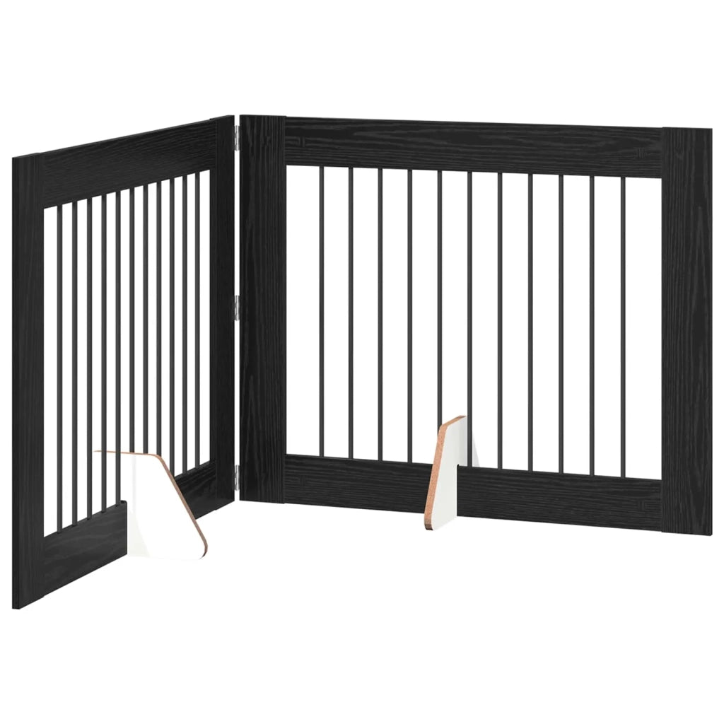 Cancello per cani con supporti 2 pz Rovere Nero 100 x 80 cm CFW8774167