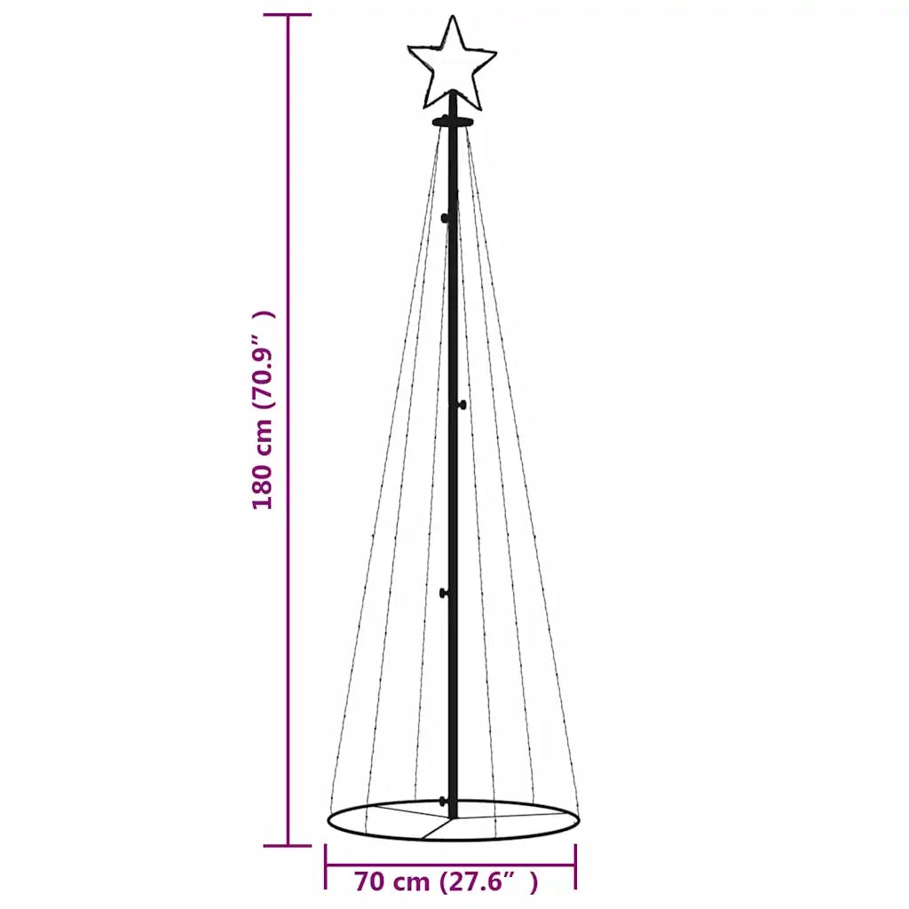 Albero di Natale | Decorazioni natalizie a Cono Bianco Caldo 108 LED 70x180 cm