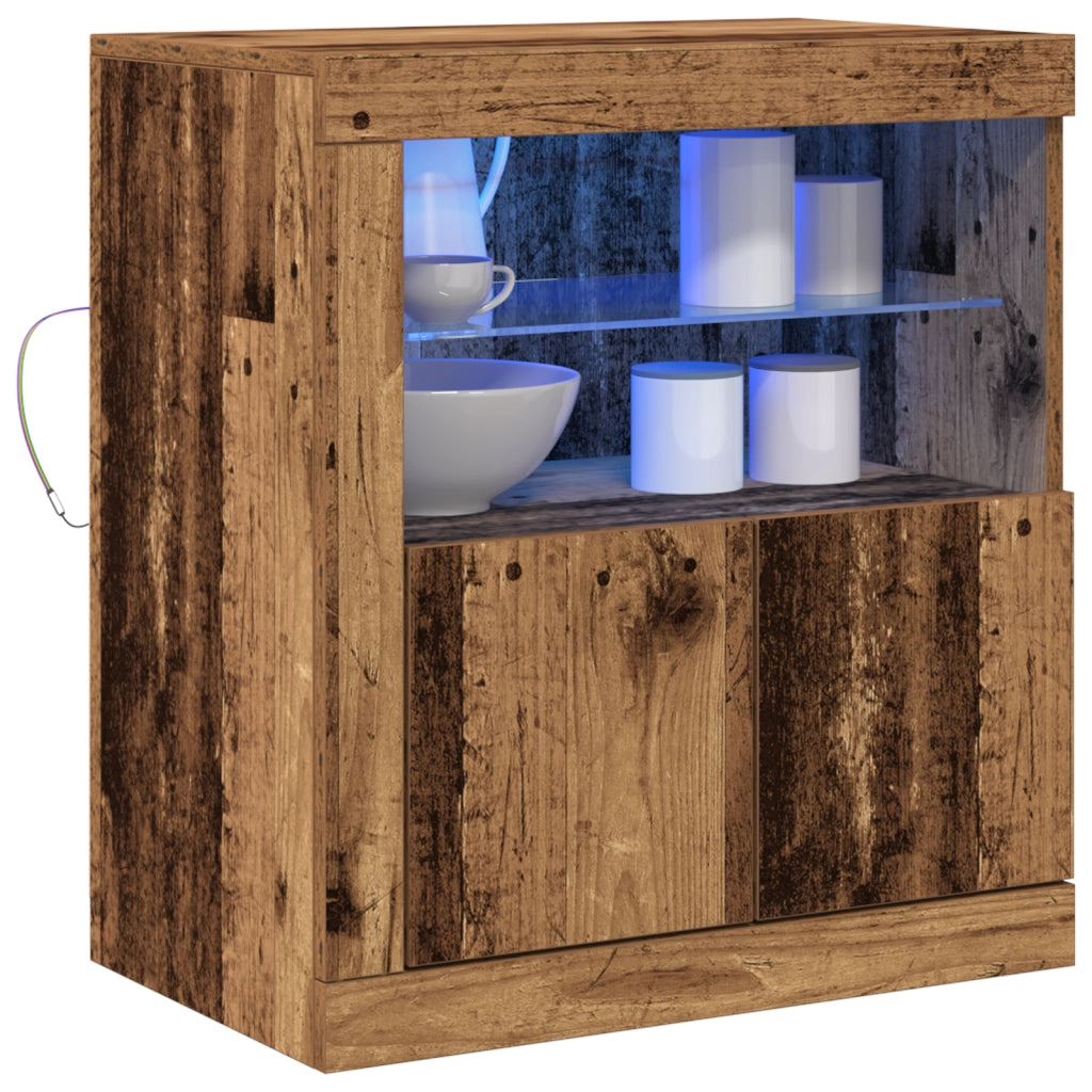 Sideboard  con luci LED Legno Invecchiato 60,5x37x67 cm